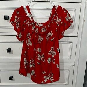 Red Floral Off Shoulder Blouse